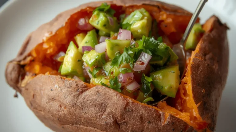 Baked Sweet Potato with Avocado Salsa