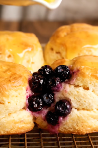 Sugar-Free Blueberry Butter Swim Biscuits with Lemon Glaze