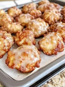 Baked apple fritters with vanilla glaze
