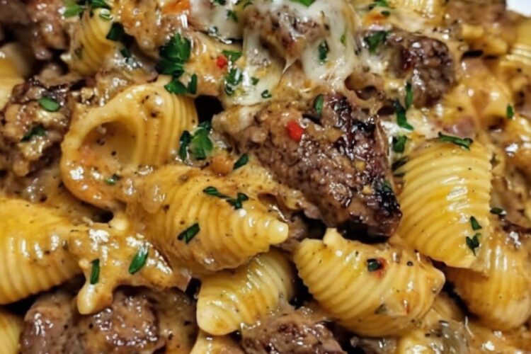 Garlic Butter Steak Bites & Creamy Parmesan Shells – Steakhouse Comfort Made Weeknight Easy