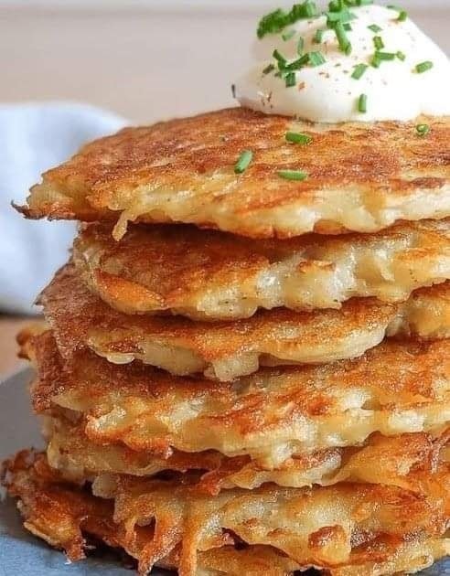 Crispy German potato pancakes with applesauce