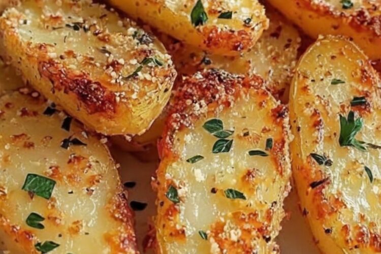 Irresistible Baked Garlic Parmesan Potato Wedges – Crispy Comfort Without the Fryer