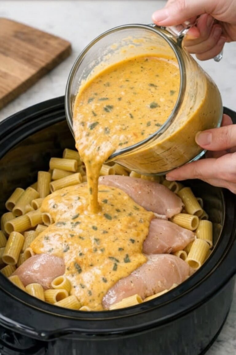 Slow Cooker Creamy Butternut Squash Chicken Rigatoni