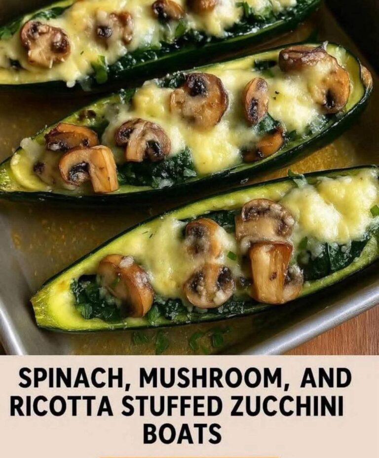 Fresh and Flavorful: Spinach, Mushroom, and Ricotta Stuffed Zucchini Boats