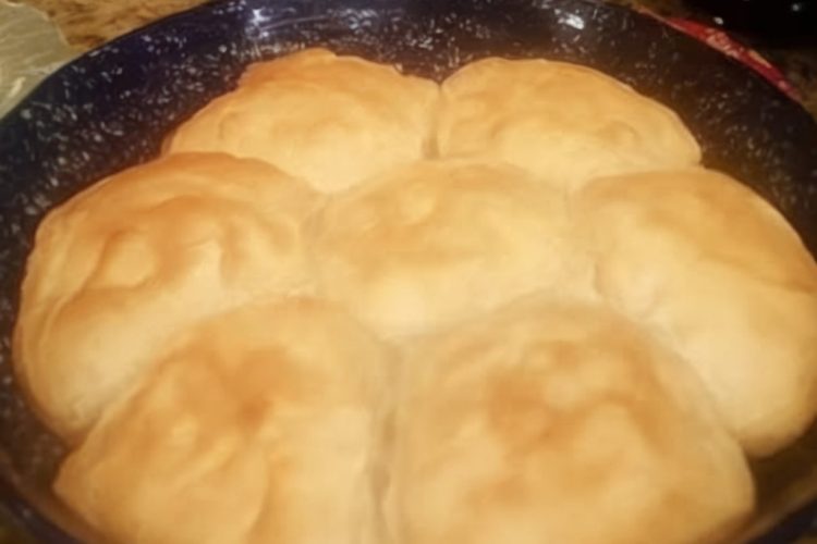 Memaw's cathead biscuits on a cast iron skillet