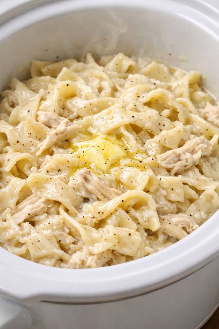 Slow Cooker Amish Chicken and Noodles